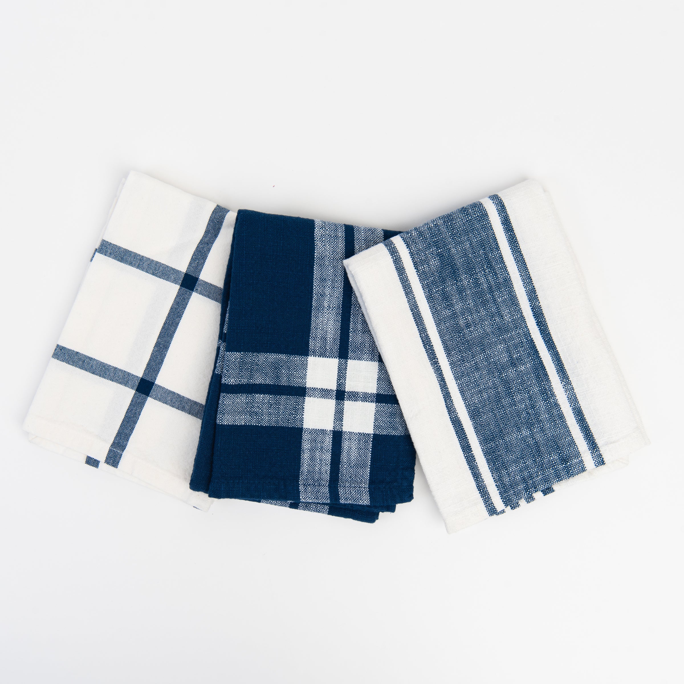 Torchons de cuisine bleu marine, lot de trois