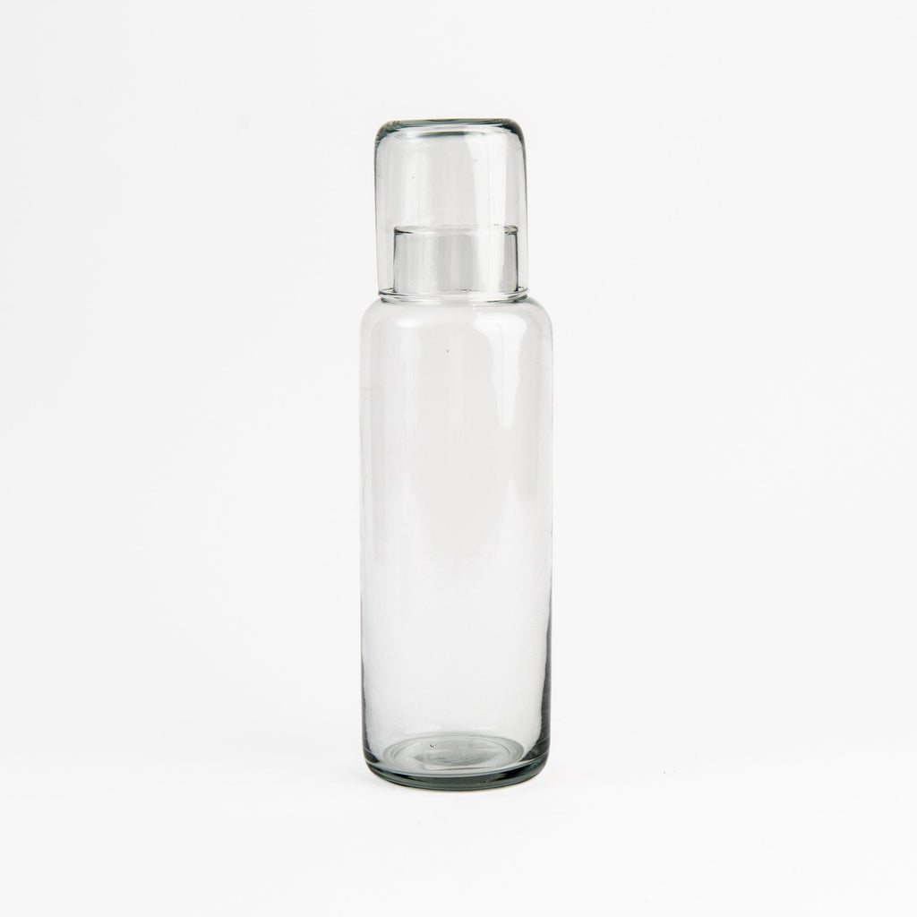 Carafe en verre recyclé avec verre à boire