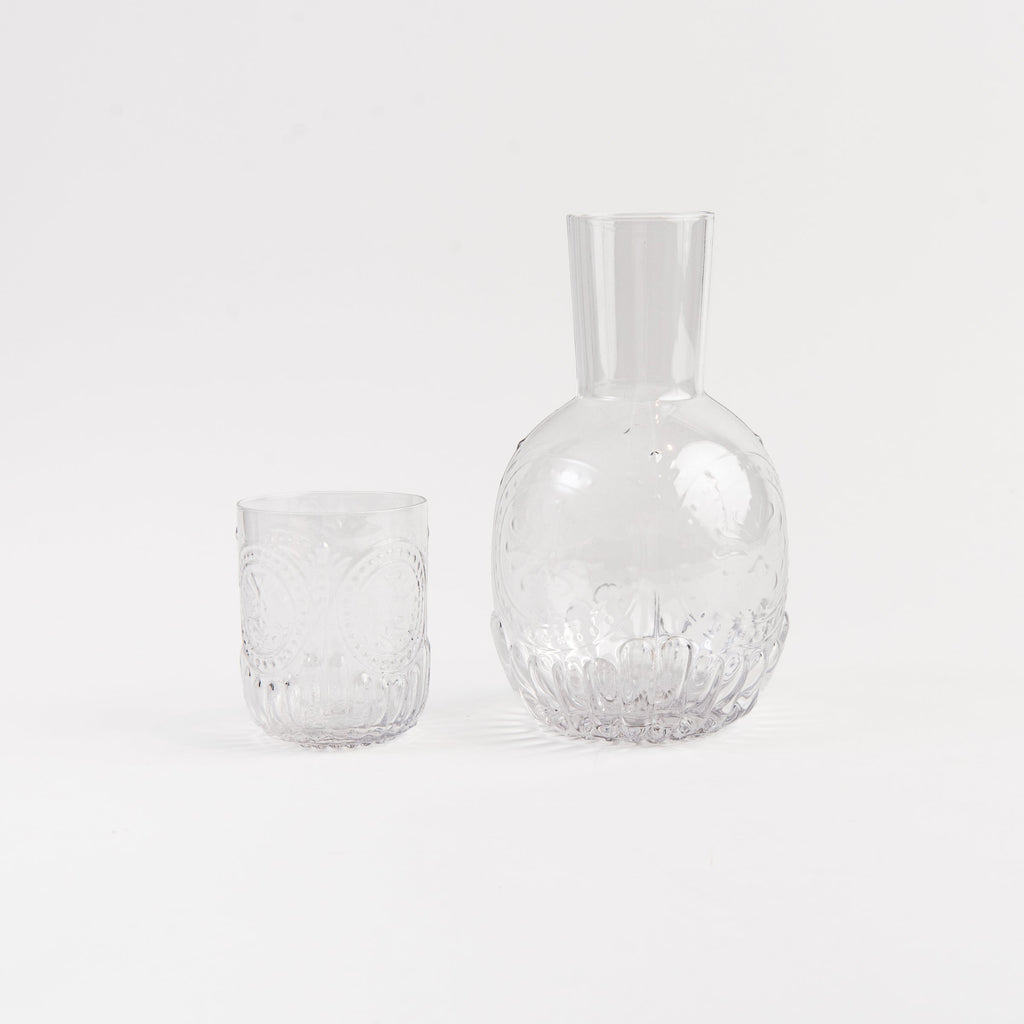 Ensemble carafe et tasse en verre gaufré Emily
