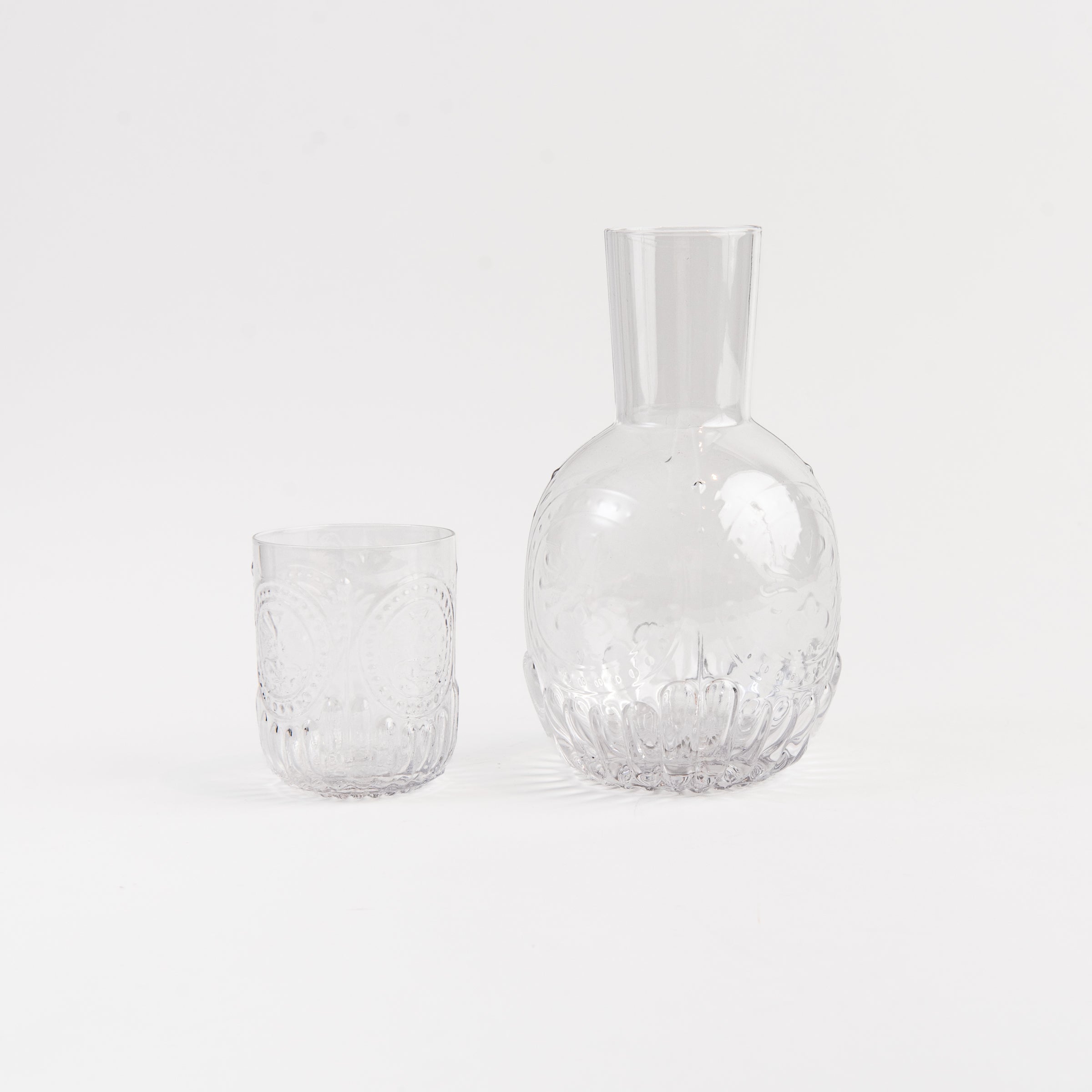 Ensemble carafe et tasse en verre gaufré Emily