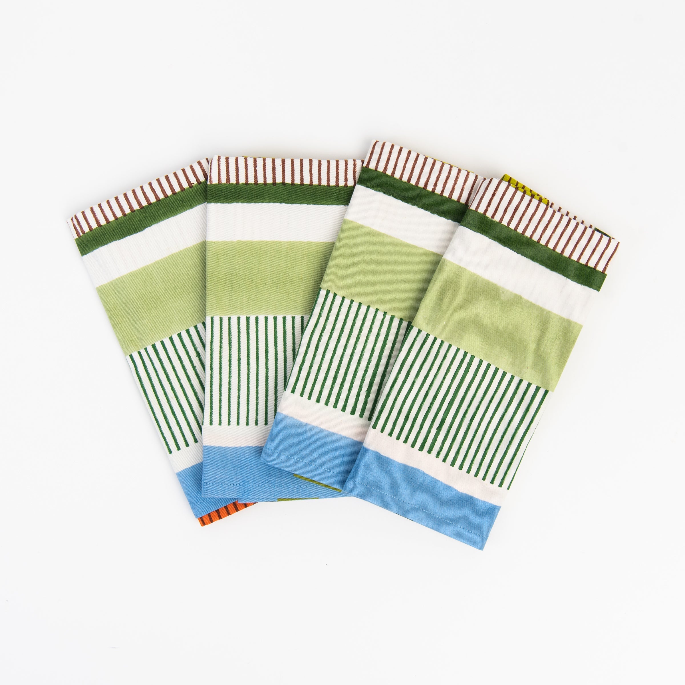 Serviettes de table à rayures modernistes, lot de 4