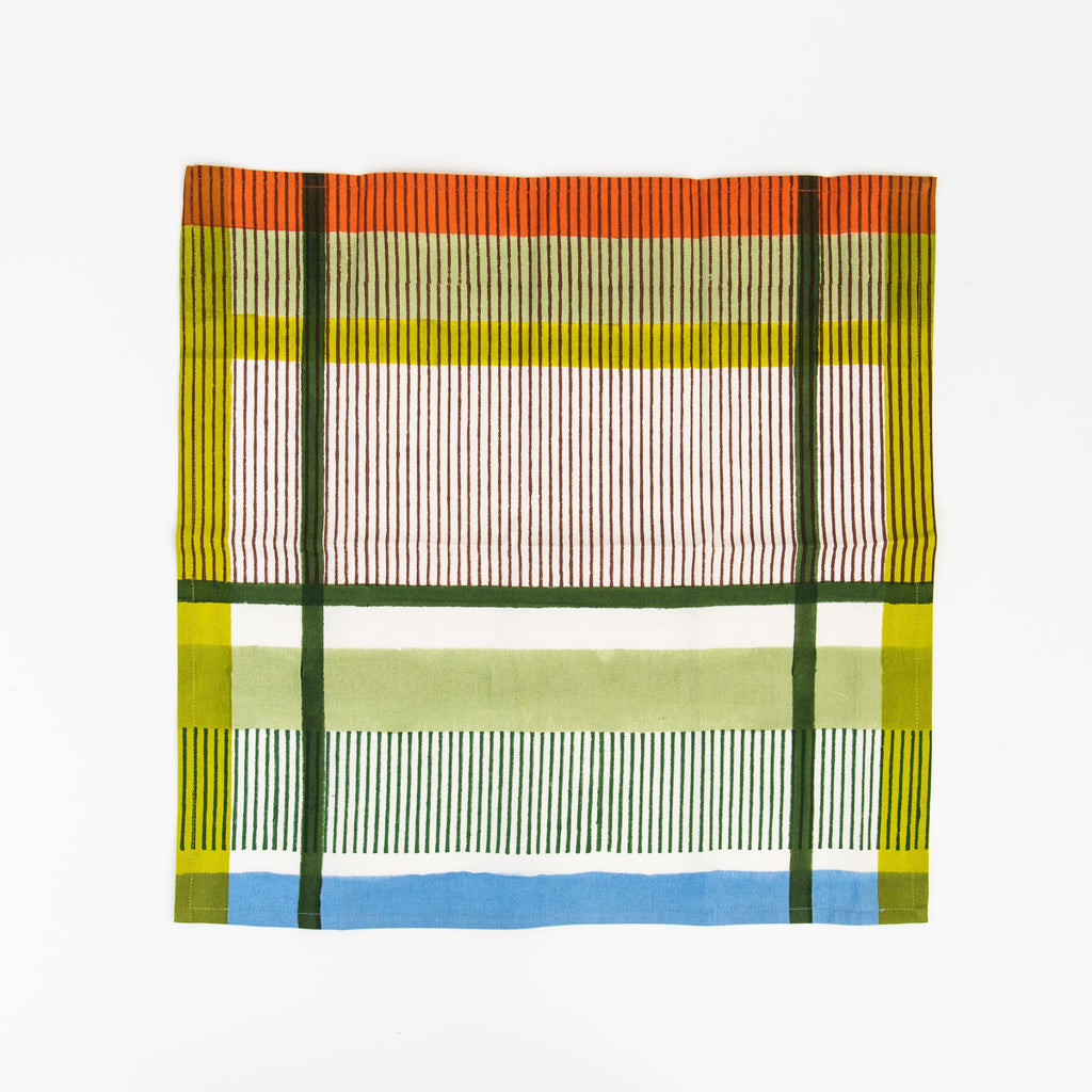 Serviettes de table à rayures modernistes, lot de 4