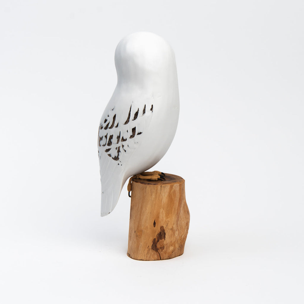 Chouette effraie en bois sculpté à la main