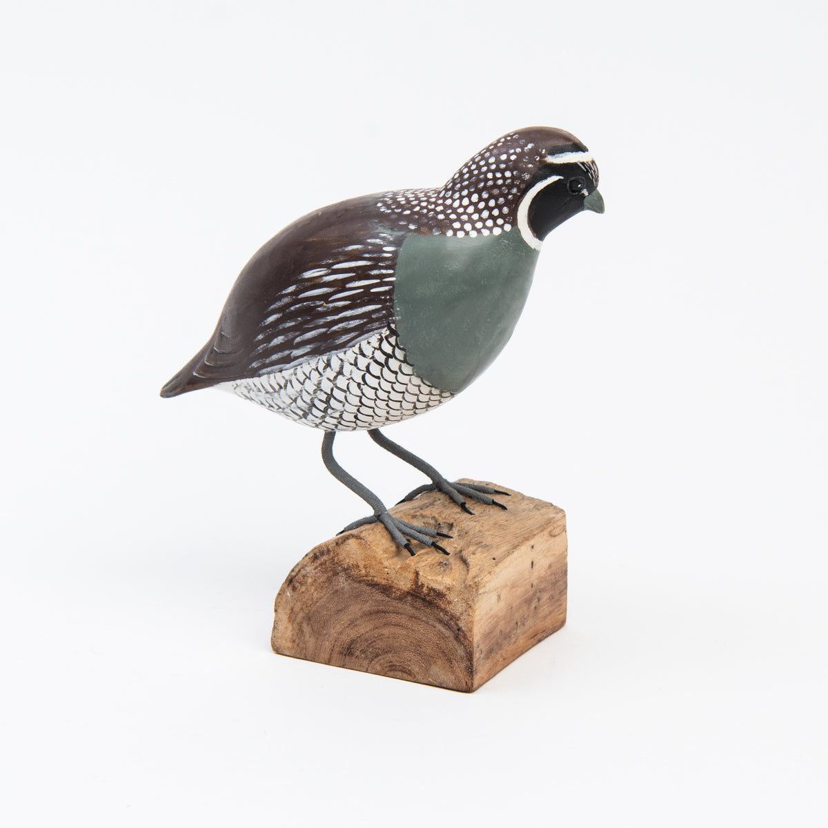 Caille en bois sculptée à la main