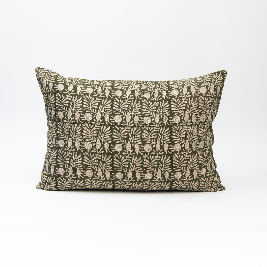 Coussin imprimé Tulsi Block Print, motif forêt, 16 x 24 pouces