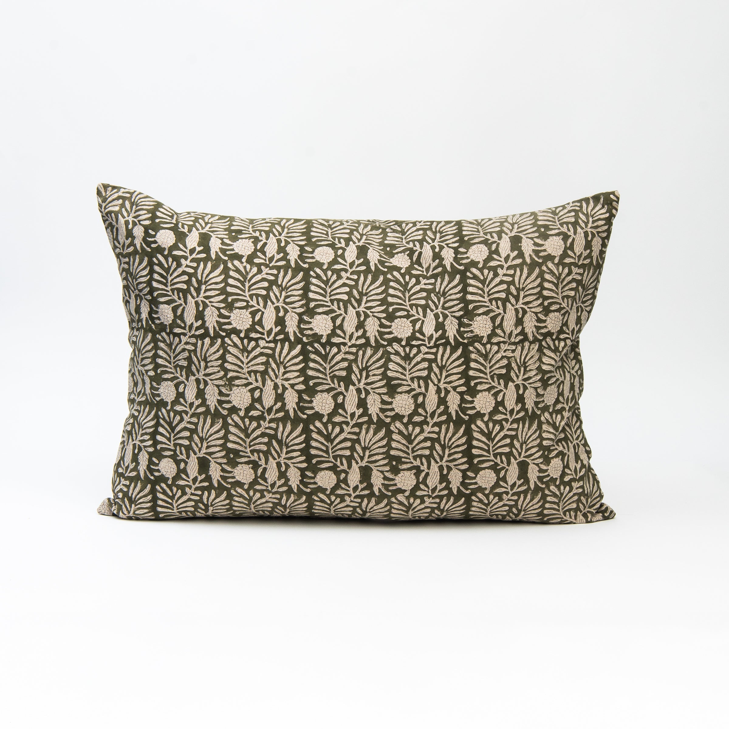 Coussin imprimé Tulsi Block Print, motif forêt, 16 x 24 pouces