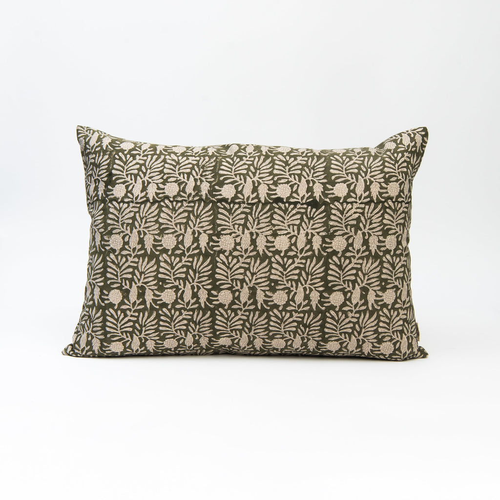 Coussin imprimé Tulsi Block Print, motif forêt, 16 x 24 pouces