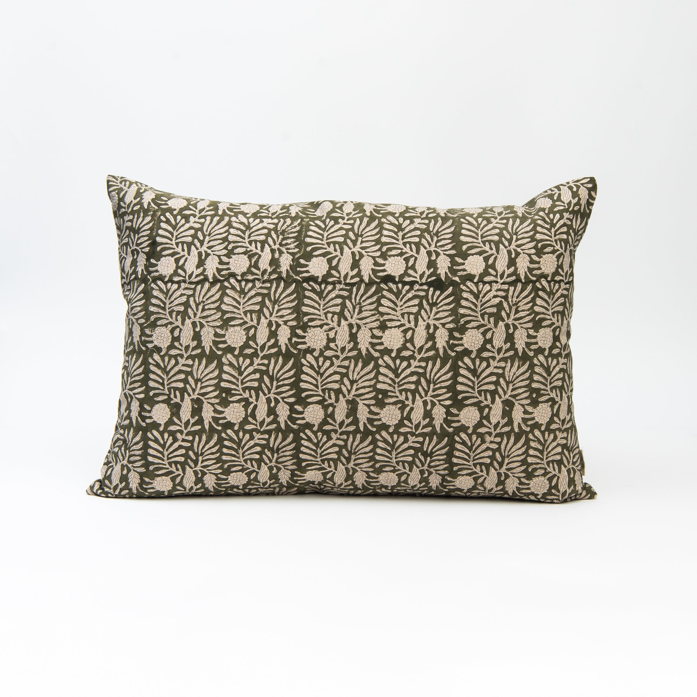 Coussin imprimé Tulsi Block Print, motif forêt, 16 x 24 pouces
