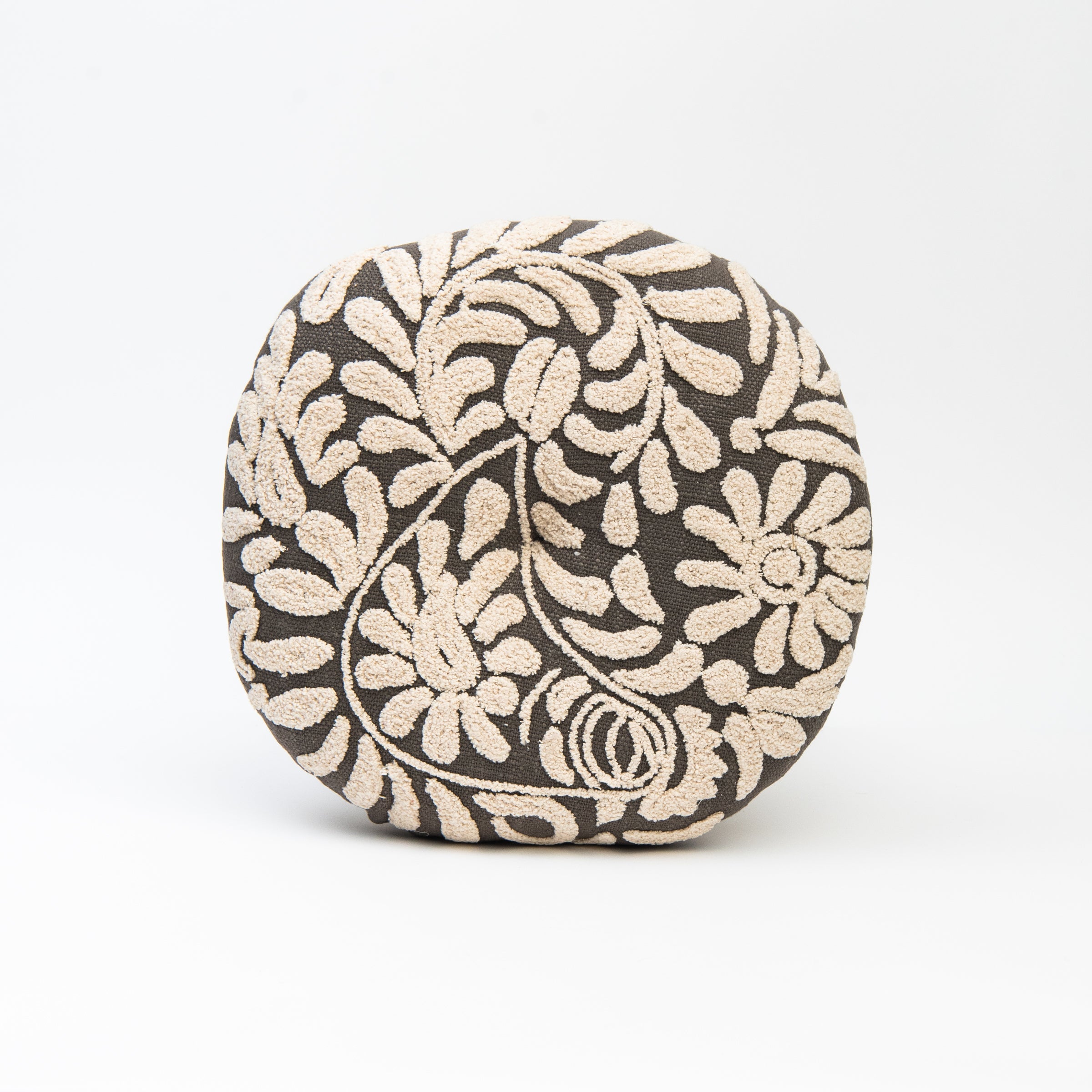 Coussin rond Wildflower couleur anthracite