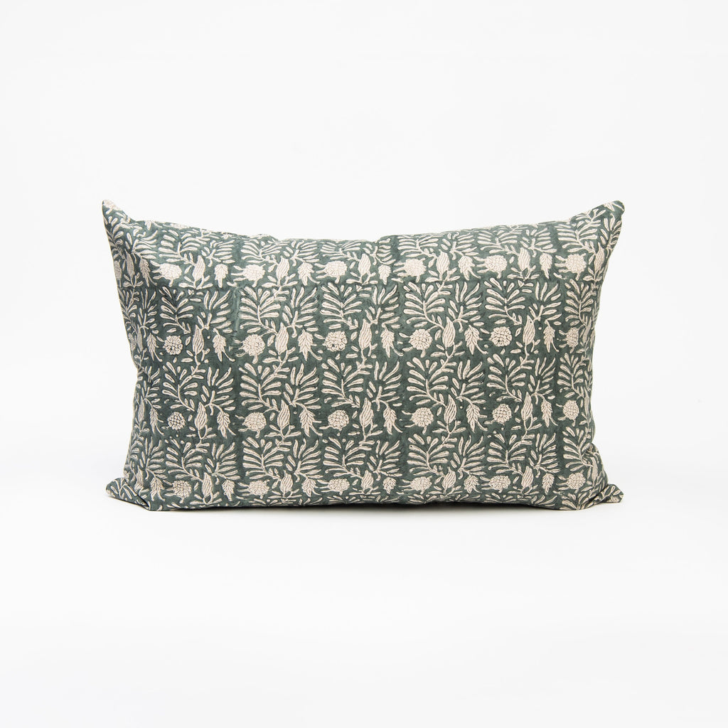 Coussin imprimé Tulsi Block Print, motif Océan Profond, 40 x 60 cm