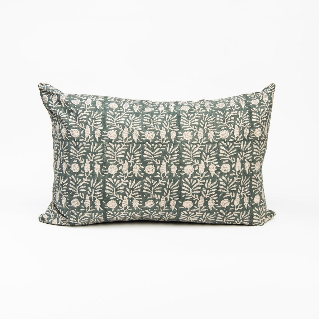Coussin imprimé Tulsi Block Print, motif Océan Profond, 40 x 60 cm