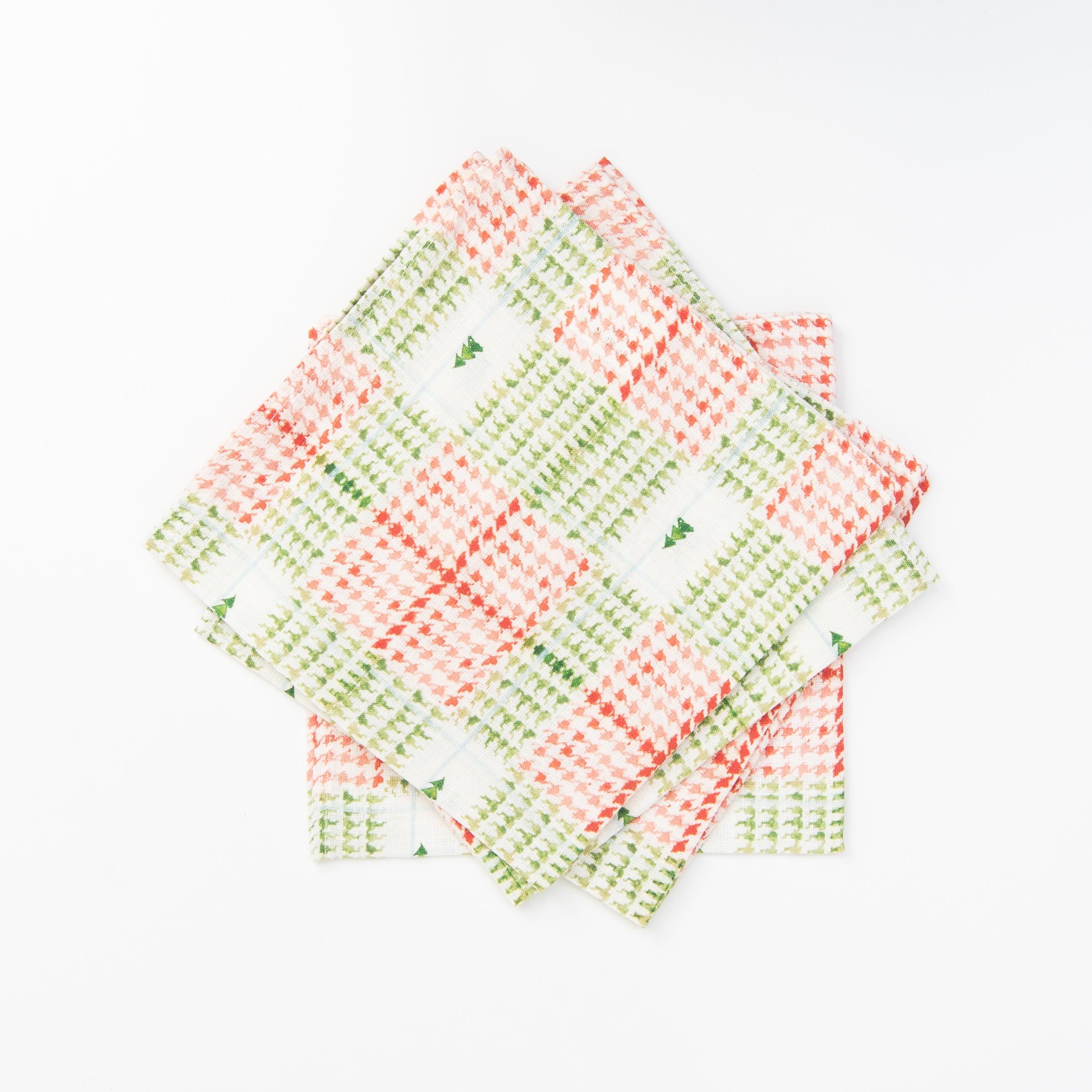 Serviettes de table en lin à carreaux de Noël