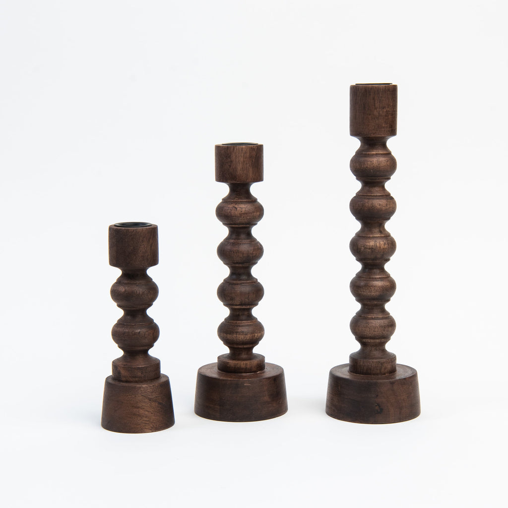 Porte-bougie en bois tressé