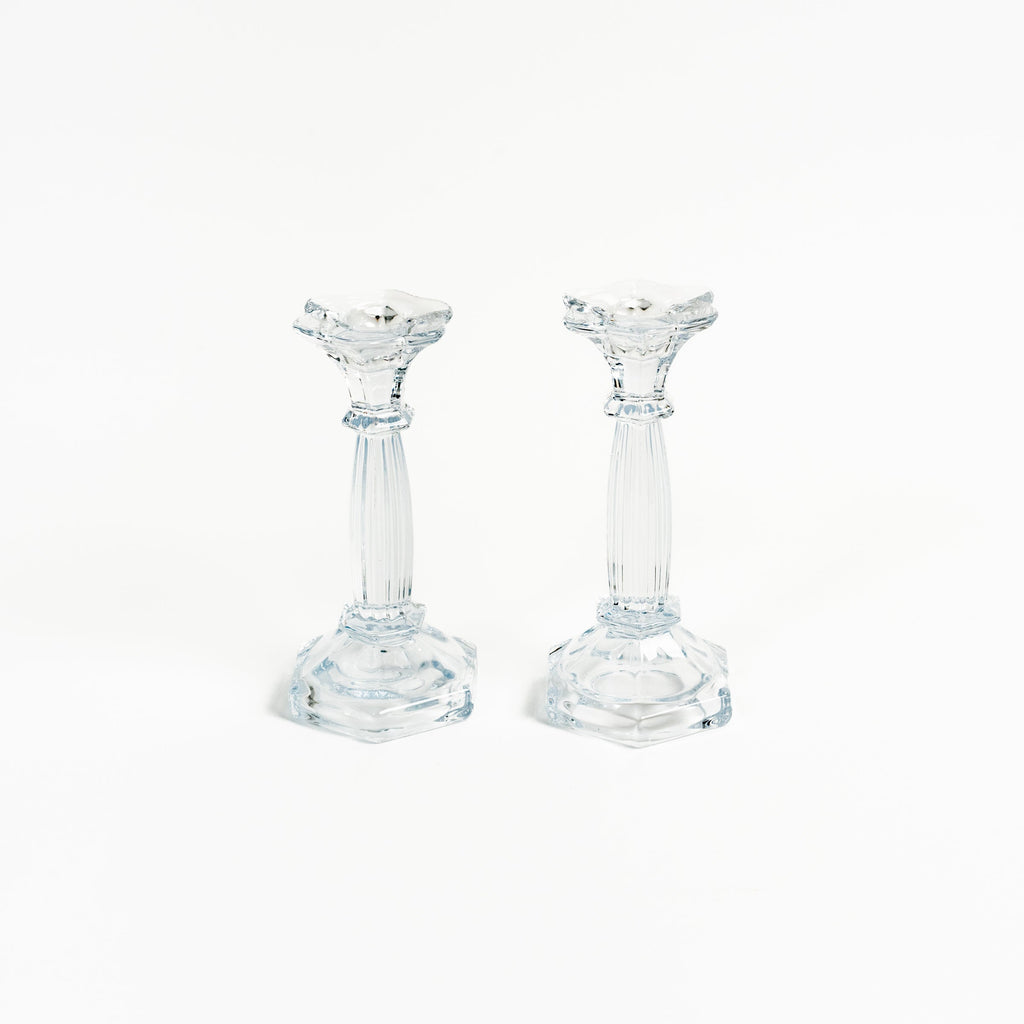 Paire de chandeliers en verre vintage