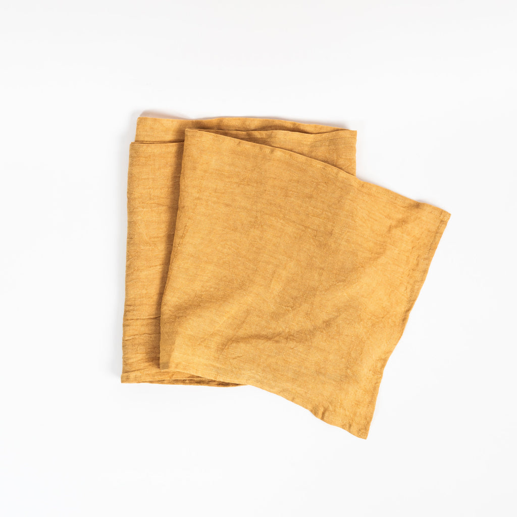 Chemin de table en lin jaune moutarde