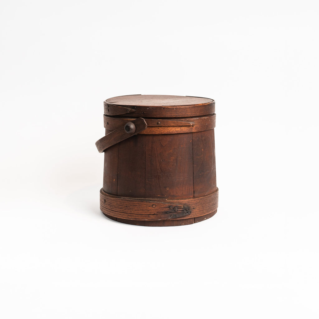 Seau à sucre vintage en bois avec couvercle