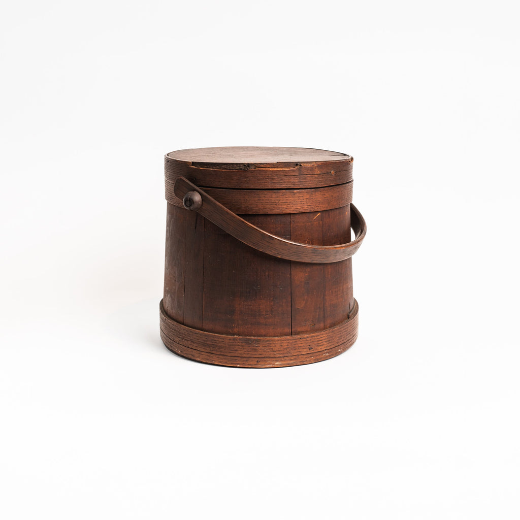 Seau à sucre vintage en bois avec couvercle