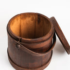 Seau à sucre vintage en bois avec couvercle