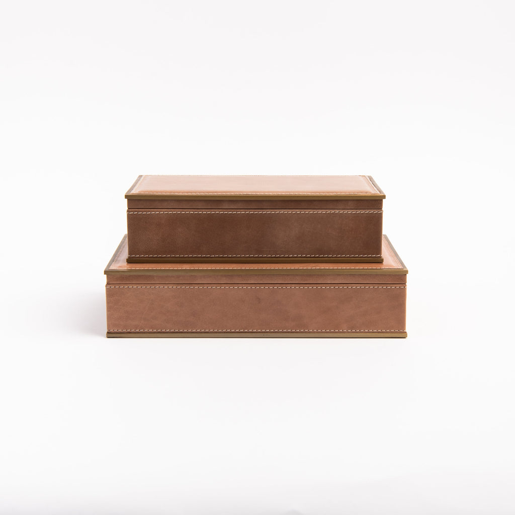 Boîte en cuir Allerona avec garniture en laiton - Grand modèle