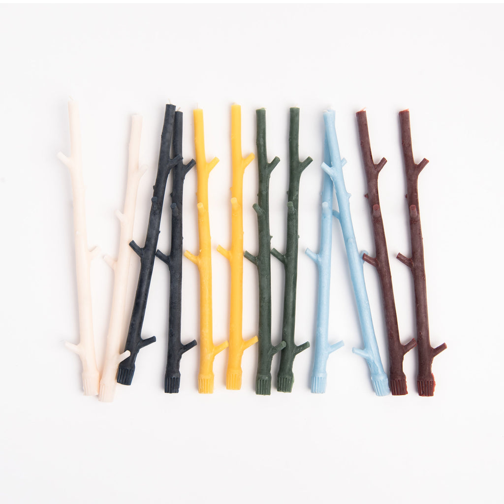 Paire de bougies en bâtonnets d'érable, couleur naturelle