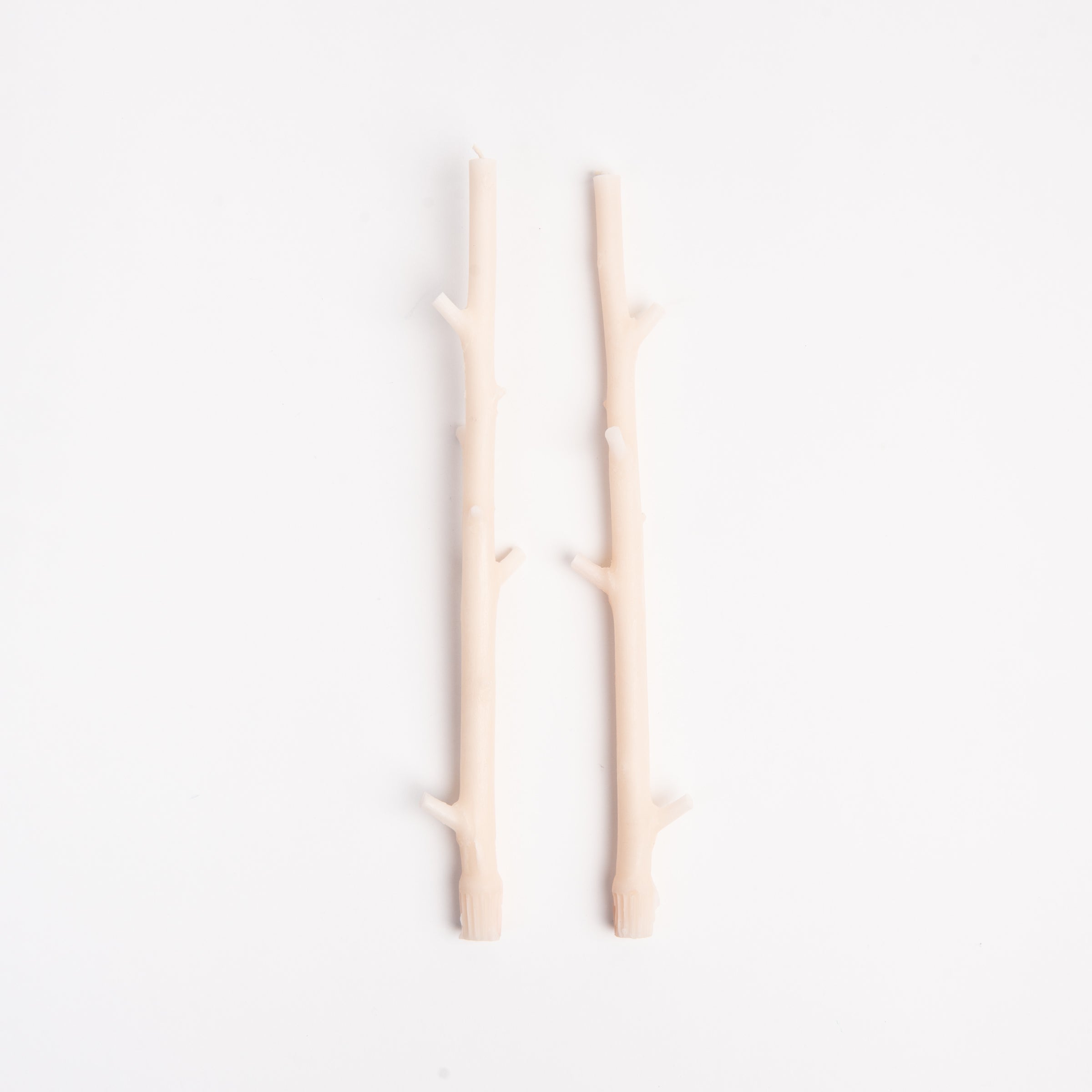 Paire de bougies en bâtonnets d'érable blanches