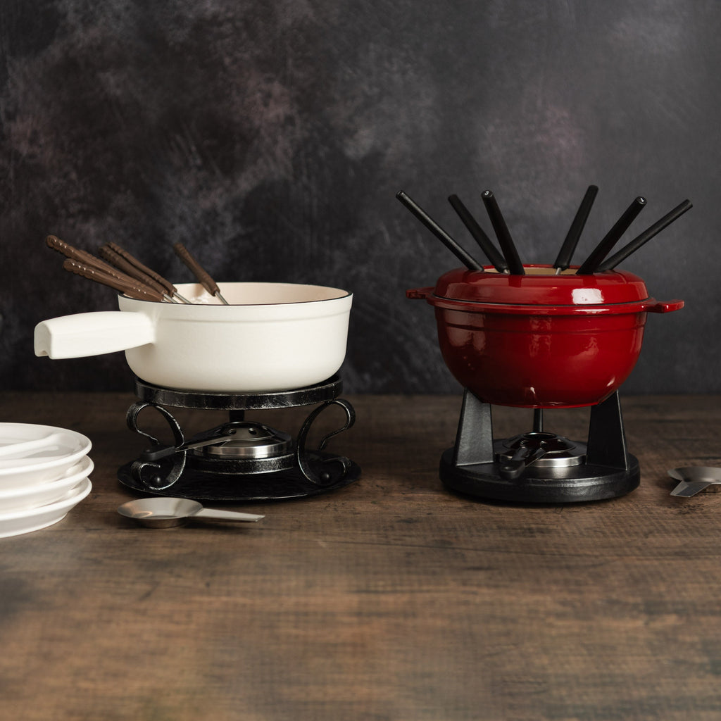 Service à fondue Swissmar Lugano 9 pièces en fonte - Blanc