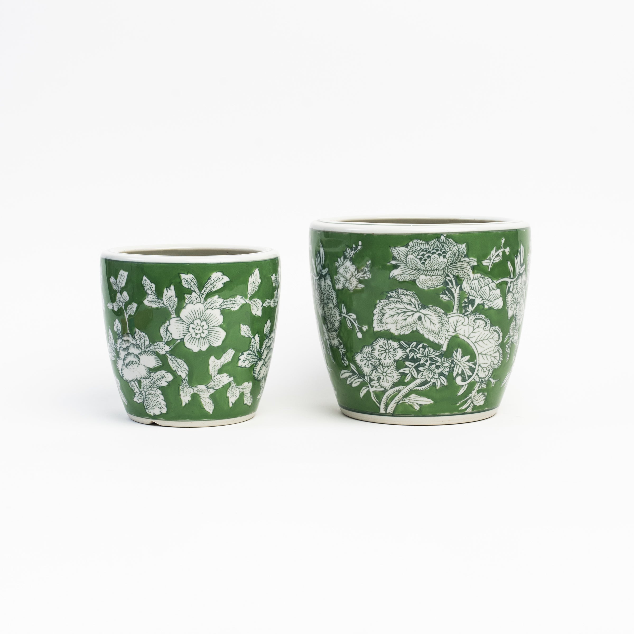 Cache-pot peint à la main style campagne - Grand