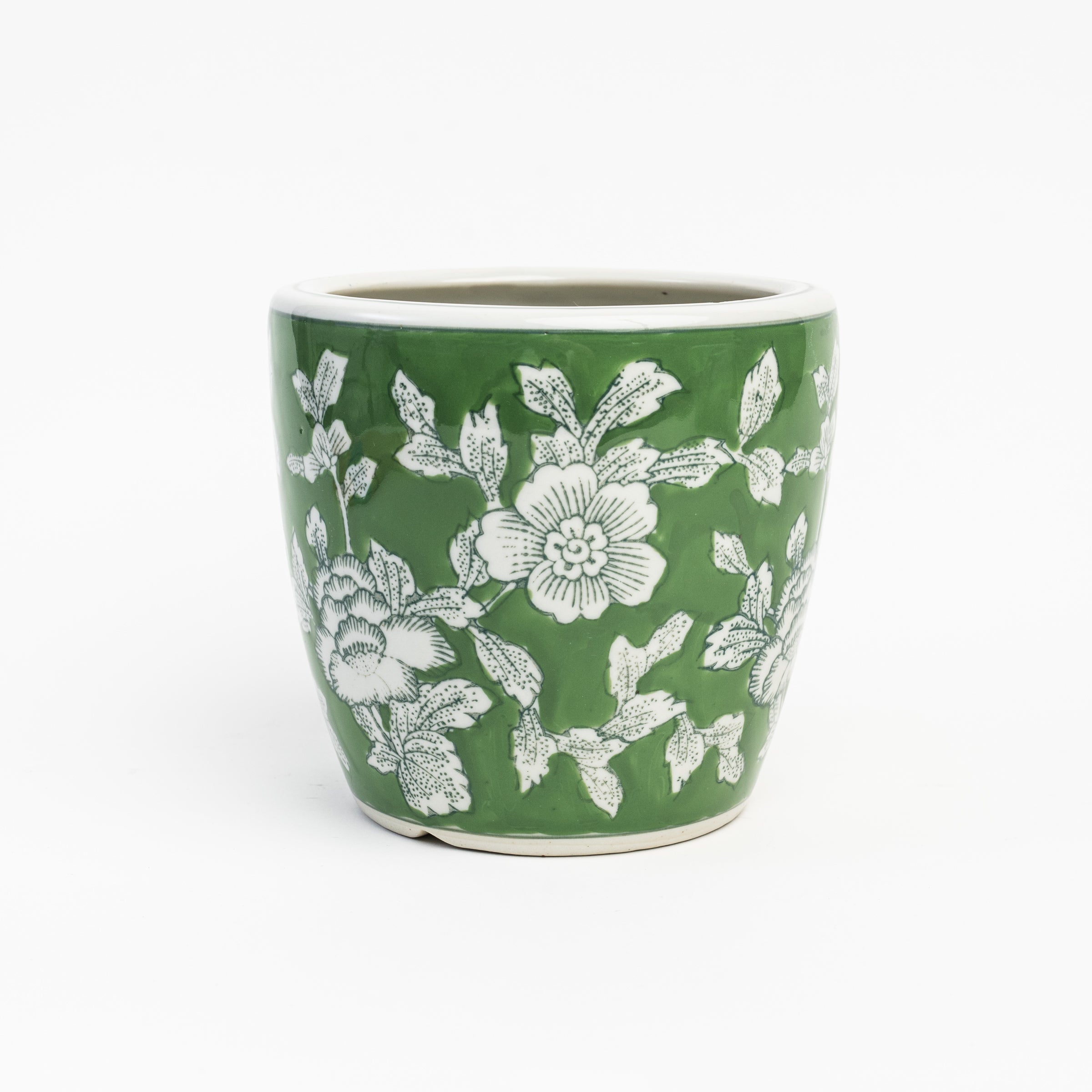 Cache-pot peint à la main style campagne - Petit