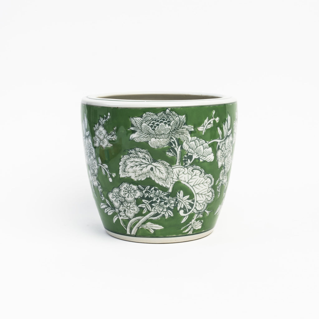 Cache-pot peint à la main style campagne - Grand