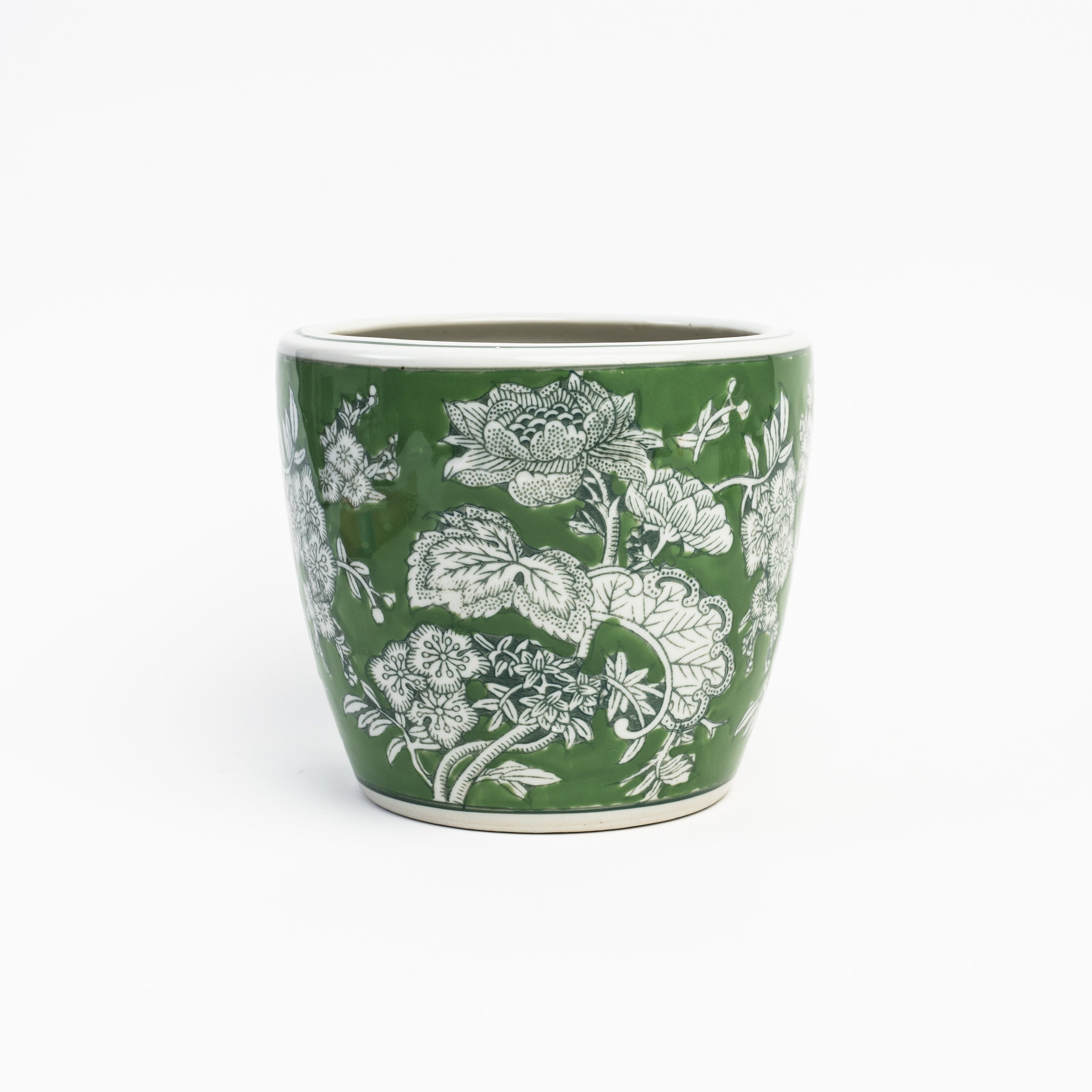 Cache-pot peint à la main style campagne - Grand