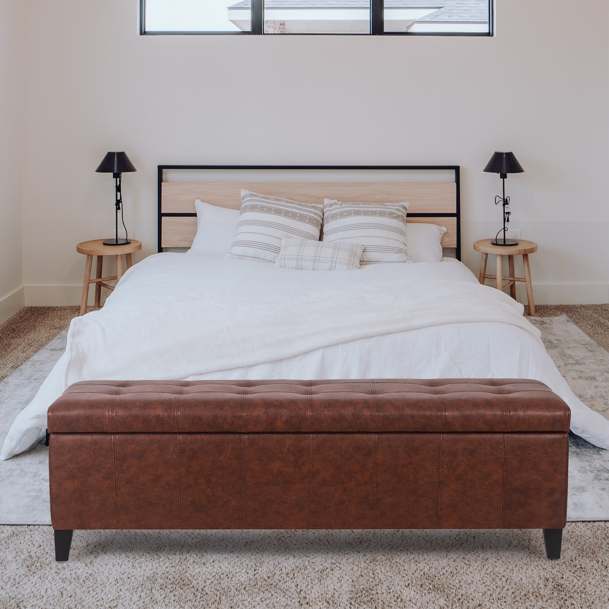 Banc coffre de rangement en cuir reconstitué Adeco 50