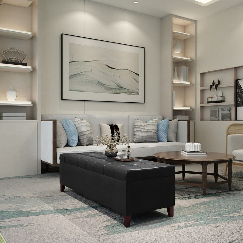 Banc coffre de rangement en cuir reconstitué Adeco 50