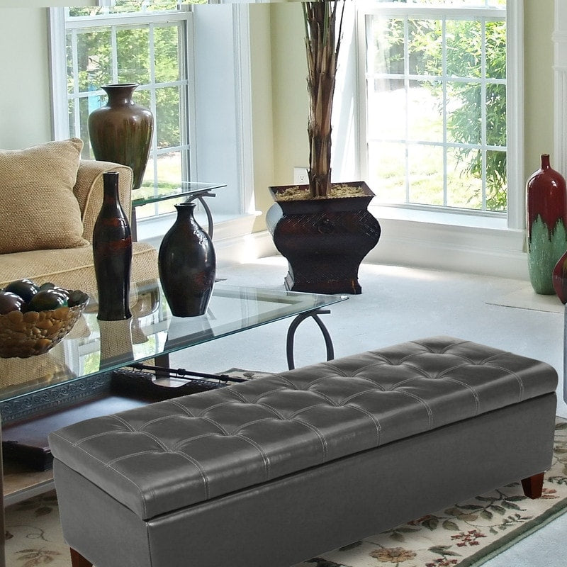 Banc coffre de rangement en cuir reconstitué Adeco 50