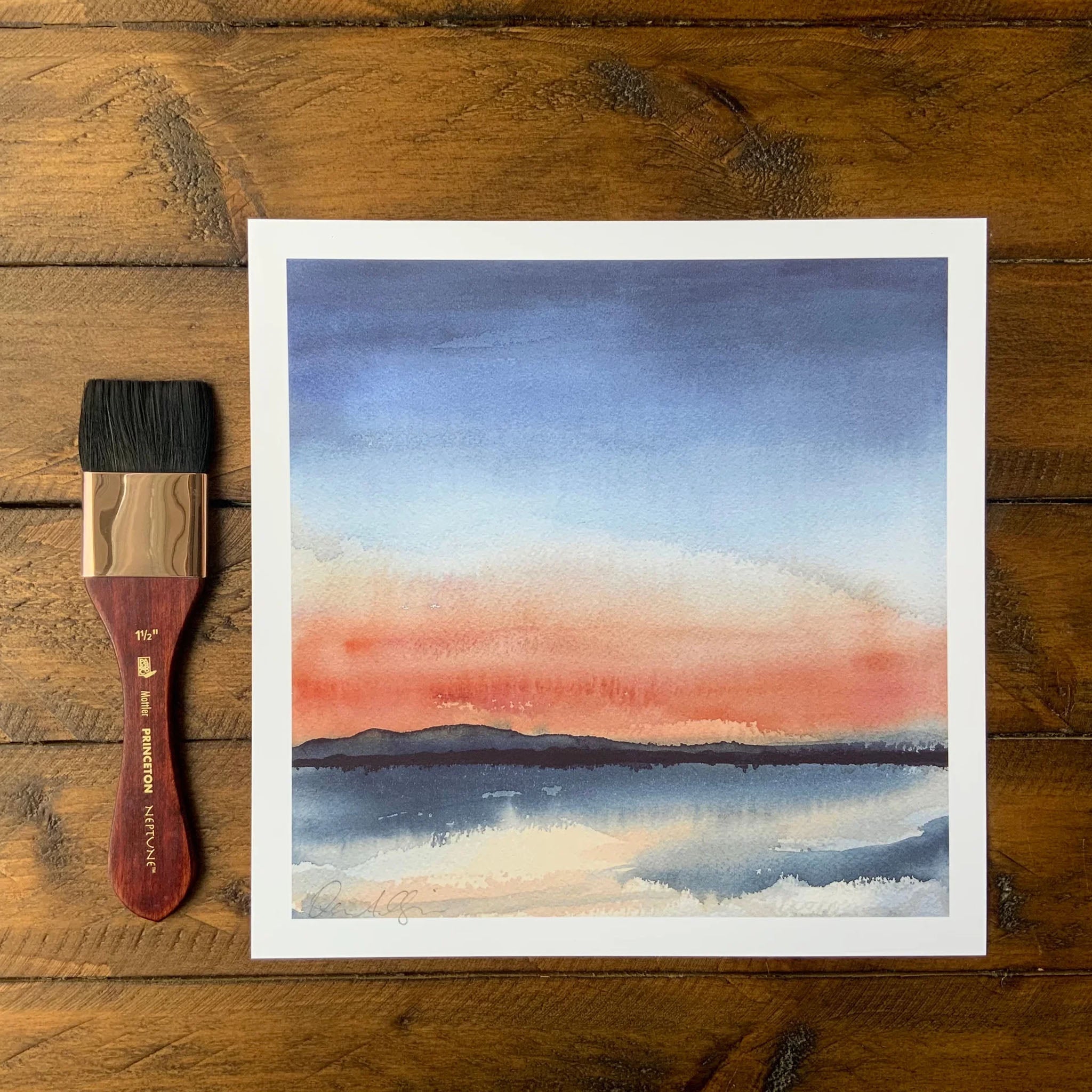 Estampe « Coucher de soleil à Alburgh » par Deana Allgaier, 8 x 8