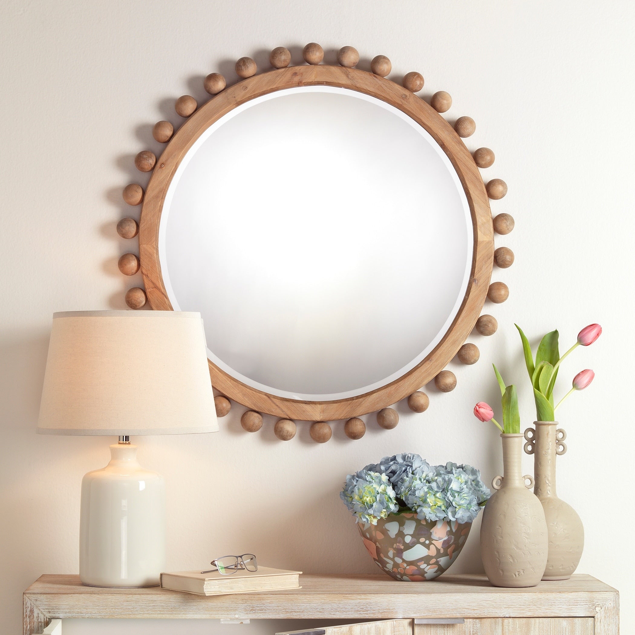 Miroir rond en bois naturel Alden Décor Orion
