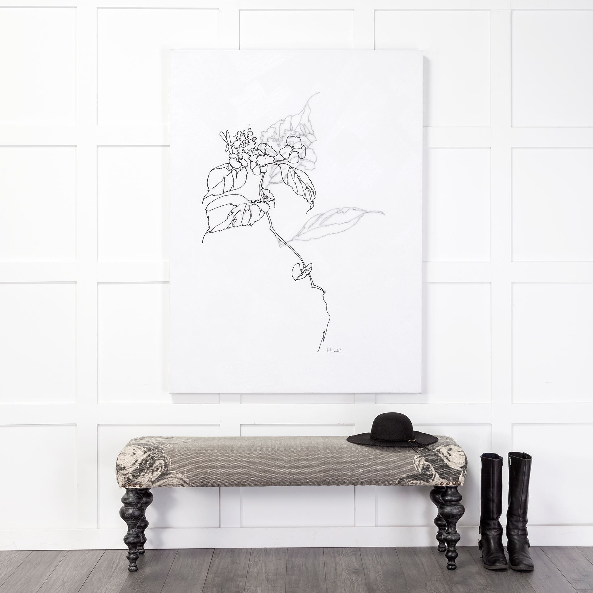 Banc rembourré Medina avec pieds tournés