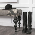 Banc rembourré Medina avec pieds tournés