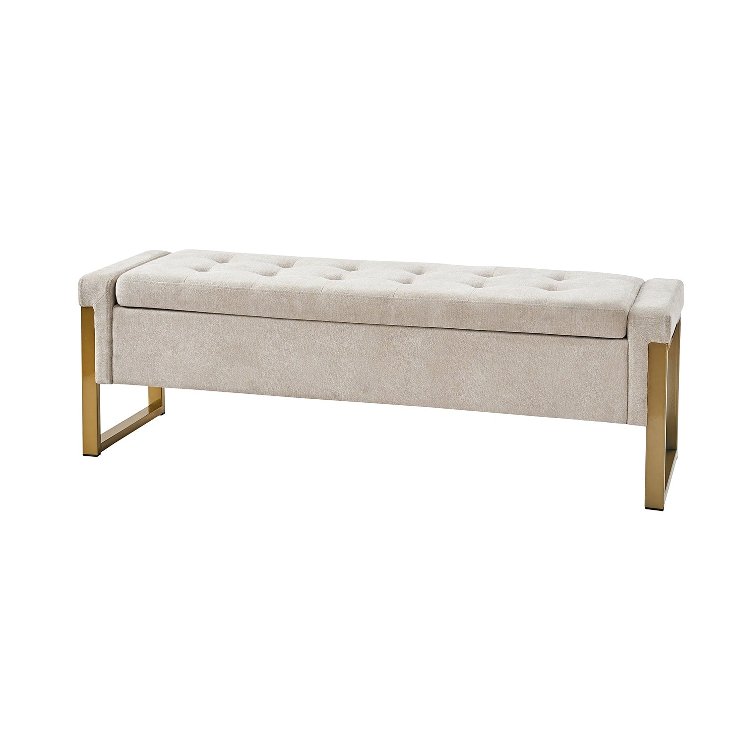 Banc de rangement moderne Alina avec couvercle rabattable et pieds en métal, par HULALA HOME
