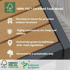 Ensemble de salle à manger d'extérieur Amazonia en bois de teck certifié FSC, 11 pièces - 10 à 11 couverts