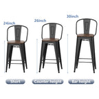 Tabourets de bar style ferme Andeworld, ensemble de 4 tabourets de bar hauteur comptoir - Lot de 4