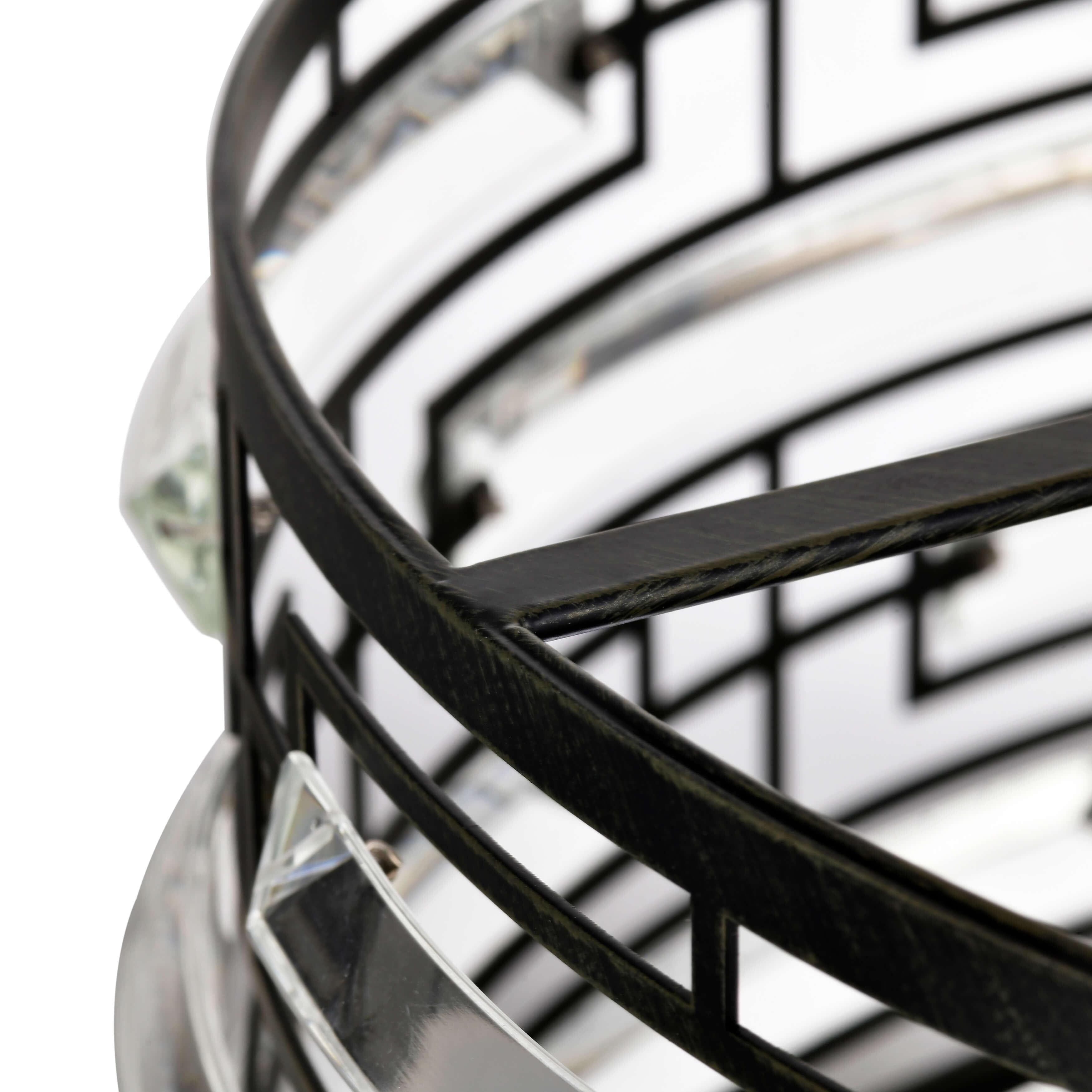 Lustre Anita à abat-jour tambour et prisme en verre transparent