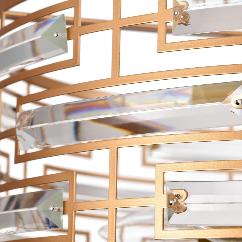 Lustre Anita à abat-jour tambour et prisme en verre transparent