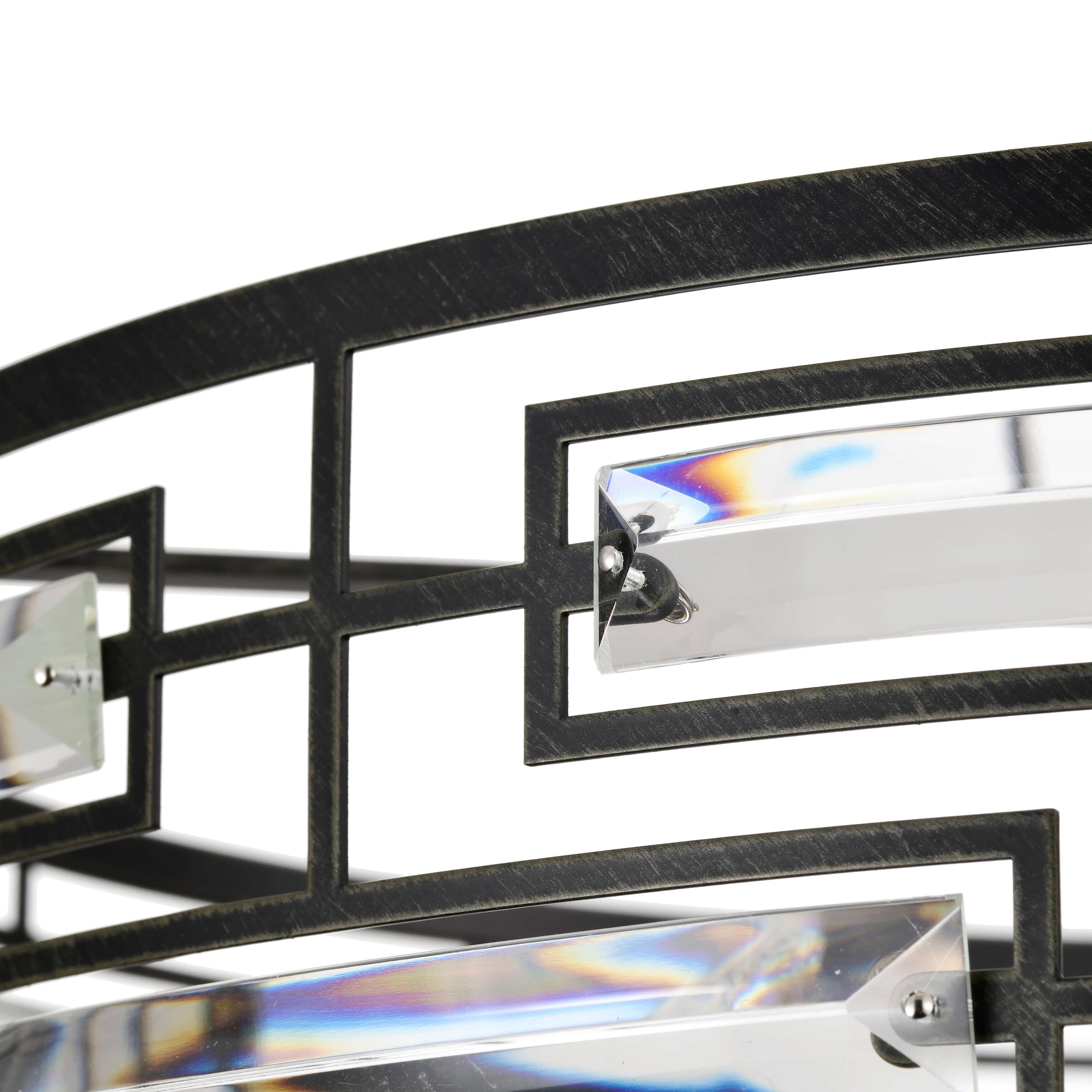 Lustre Anita à abat-jour tambour et prisme en verre transparent