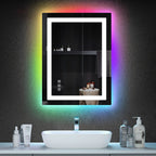 Miroir de salle de bain antibuée rétroéclairé RGB et éclairé par LED