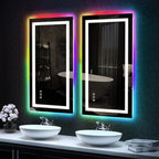 Miroir de salle de bain antibuée rétroéclairé RGB et éclairé par LED