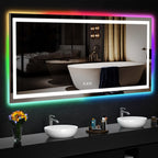 Miroir de salle de bain antibuée rétroéclairé RGB et éclairé par LED