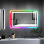 Miroir de salle de bain antibuée rétroéclairé RGB et éclairé par LED