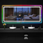 Miroir de salle de bain antibuée rétroéclairé RGB et éclairé par LED