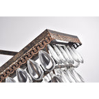 Luminaire rectangulaire à 6 lumières pour îlot de cuisine, en bronze antique, avec suspension en cristal - Bronze antique