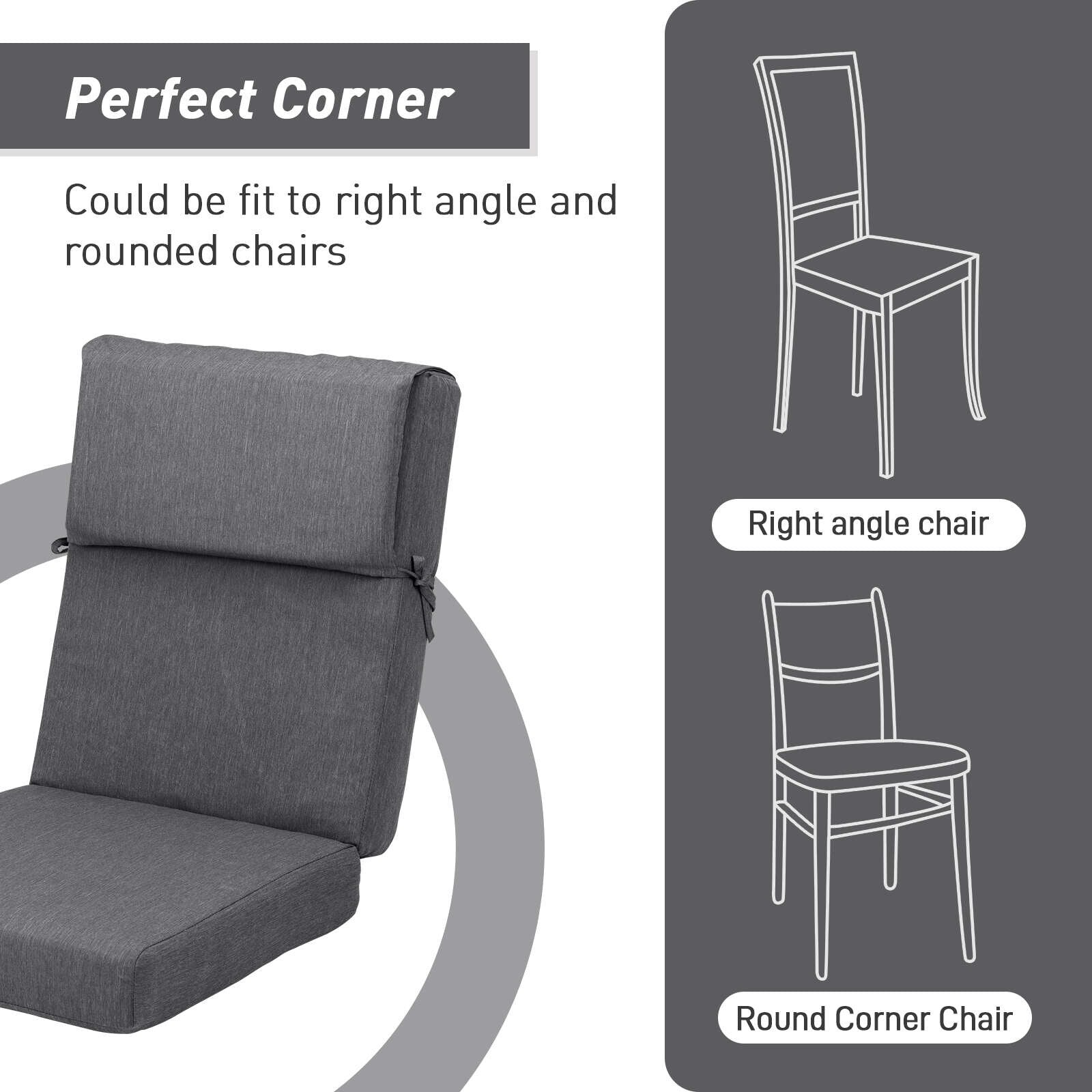 Ensemble de 4 coussins pour chaise de patio à dossier haut Aoodor, 46 x 21 x 4 pouces (coussins seulement)